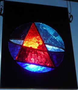 Sphère et Triangle - tableau dalle de verre